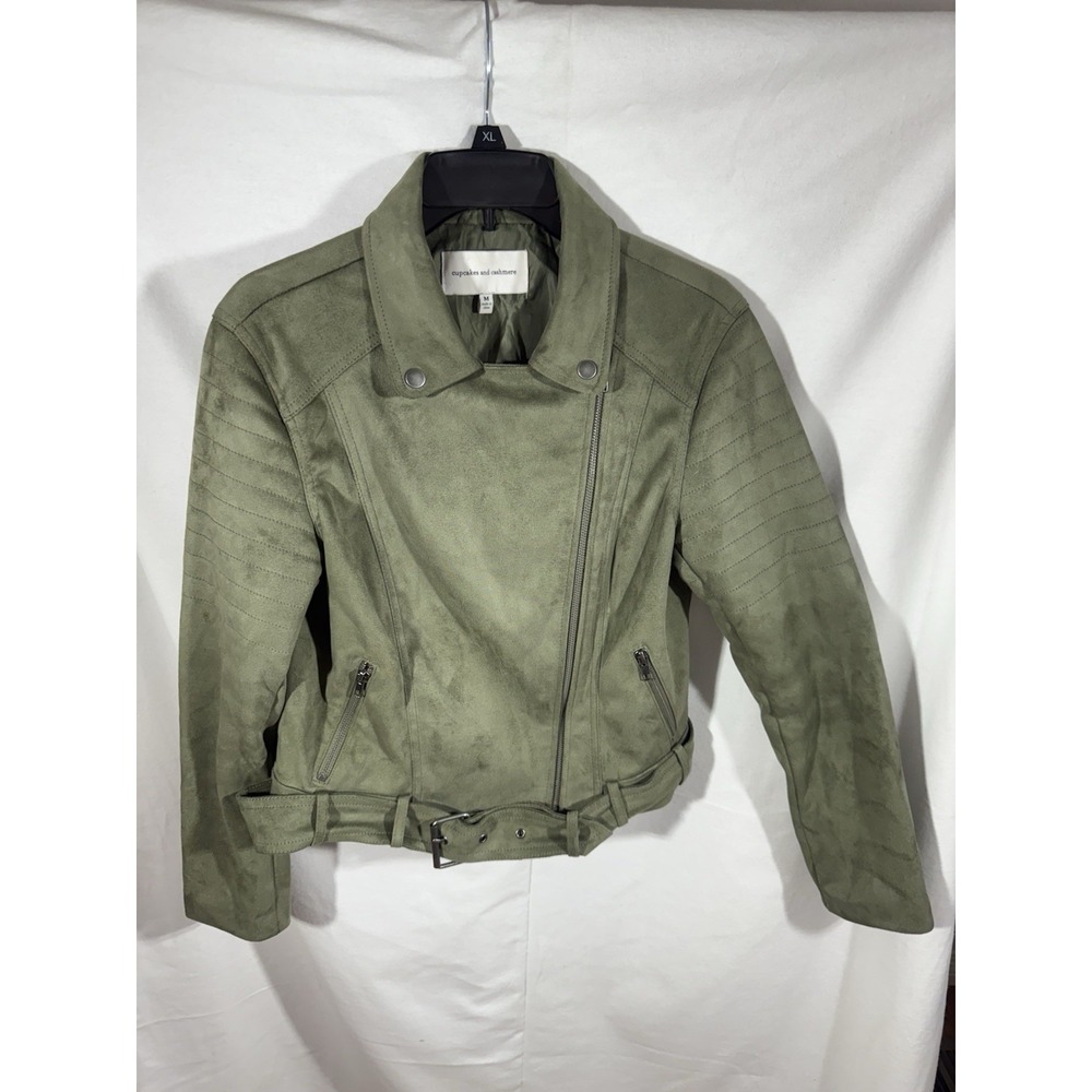 Cupcakes And Cashmere Faux Suede Olive Green Medium Jacket‎